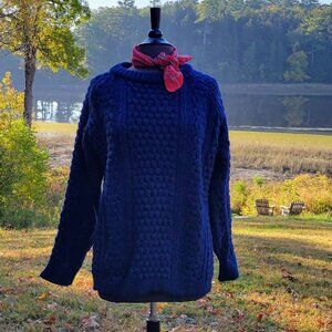John Molloy Royal Blue Irish Wool Cable Sweater